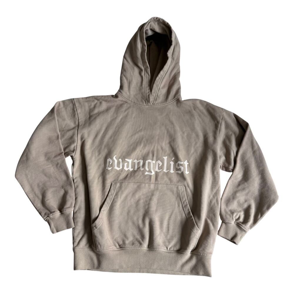 Ask Me About Jesus Evangelist heavyweight Hoodie Sweatshirt Tan and cream M